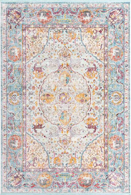 Light Blue 10' x 14' Baracoa Rectangle Area Rug 100% Polypropylene Distressed Vintage Living Dining Room Office Traditional Carpet for Sale at Rug Engine
