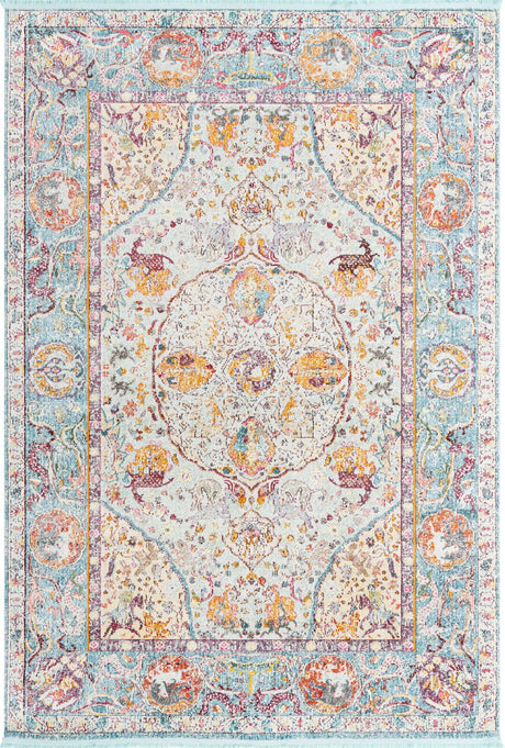 Light Blue 7' x 10' Baracoa Rectangle Area Rug 100% Polypropylene Distressed Vintage Living Dining Room Office Traditional Carpet for Sale at Rug Engine