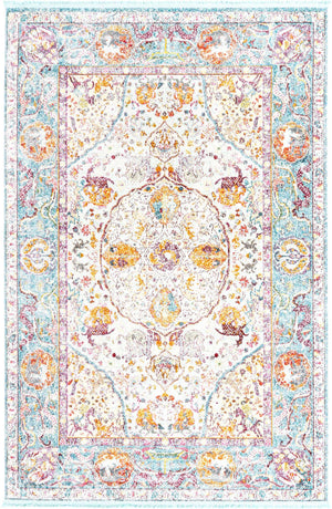 Light Blue 6' x 9' Baracoa Rectangle Area Rug 100% Polypropylene Distressed Vintage Living Dining Room Office Traditional Carpet for Sale at Rug Engine