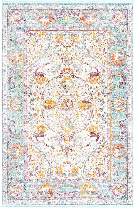 Light Blue 6' x 9' Baracoa Rectangle Area Rug 100% Polypropylene Distressed Vintage Living Dining Room Office Traditional Carpet for Sale at Rug Engine