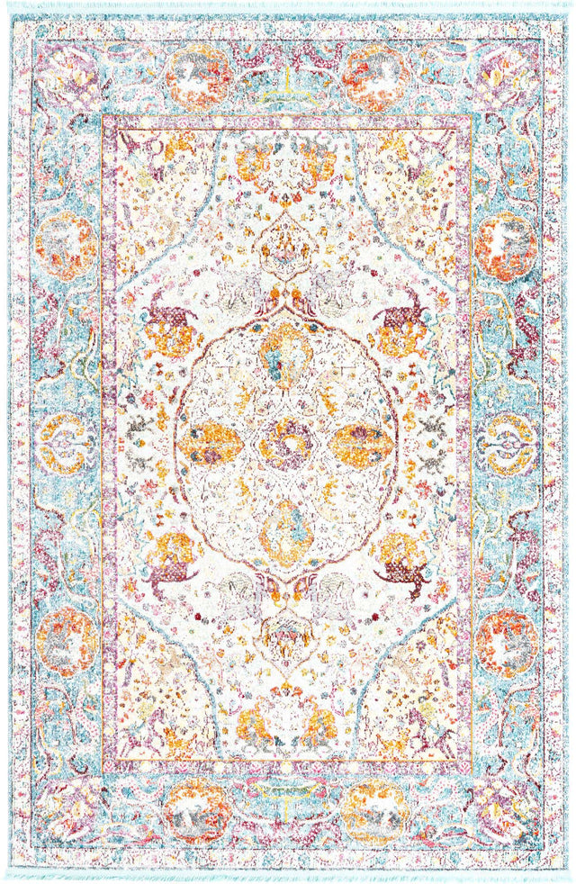 Light Blue 6' x 9' Baracoa Rectangle Area Rug 100% Polypropylene Distressed Vintage Living Dining Room Office Traditional Carpet for Sale at Rug Engine