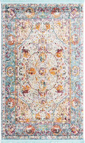 Light Blue 3' 3 x 5' 3 Baracoa Rectangle Area Rug 100% Polypropylene Distressed Vintage Living Dining Room Office Traditional Carpet for Sale at Rug Engine