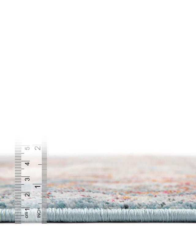 Light Blue 4' x 4' Baracoa Square Area Rug 100% Polypropylene Distressed Vintage Living Dining Room Office Traditional Carpet for Sale at Rug Engine