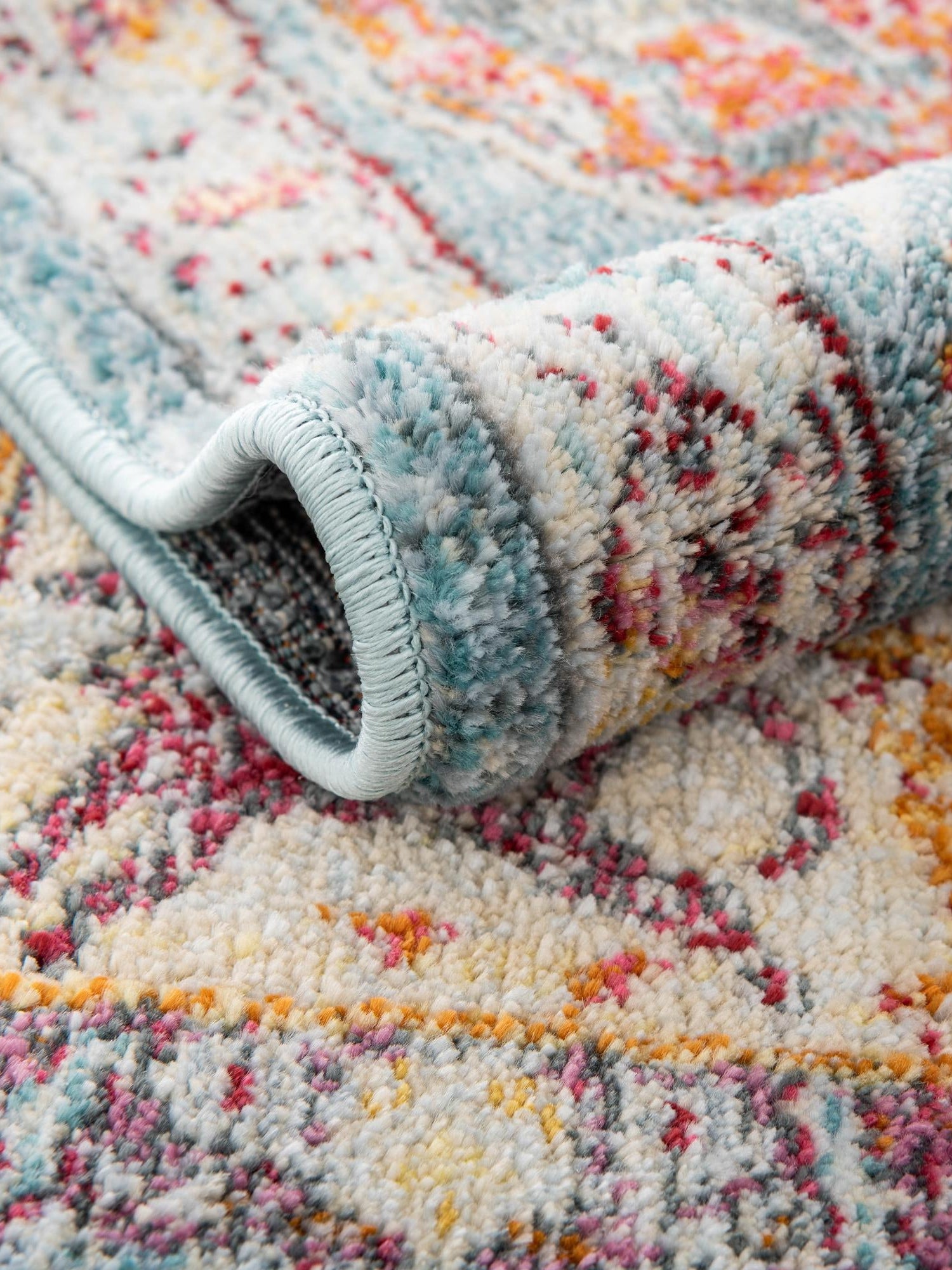 Light Blue 4' x 4' Baracoa Square Area Rug 100% Polypropylene Distressed Vintage Living Dining Room Office Traditional Carpet for Sale at Rug Engine