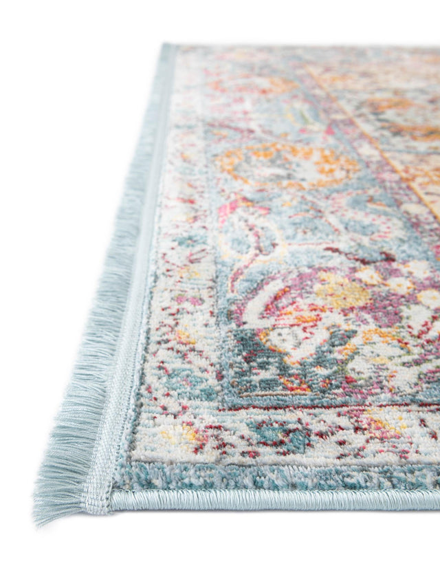 Light Blue 8' x 8' Baracoa Square Area Rug 100% Polypropylene Distressed Vintage Living Dining Room Office Traditional Carpet for Sale at Rug Engine
