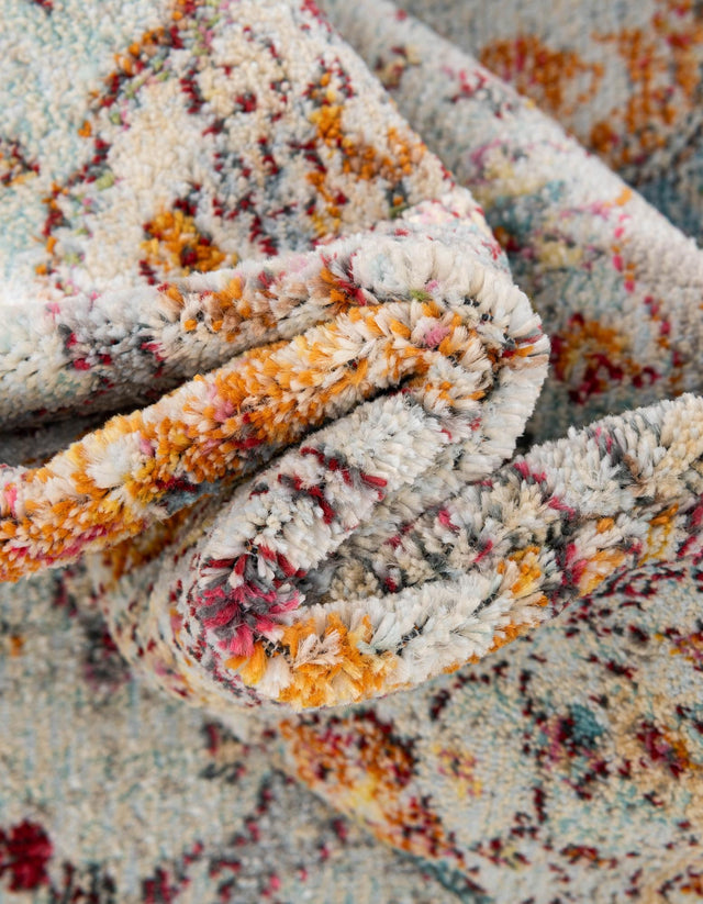 Light Blue 4' x 4' Baracoa Square Area Rug 100% Polypropylene Distressed Vintage Living Dining Room Office Traditional Carpet for Sale at Rug Engine