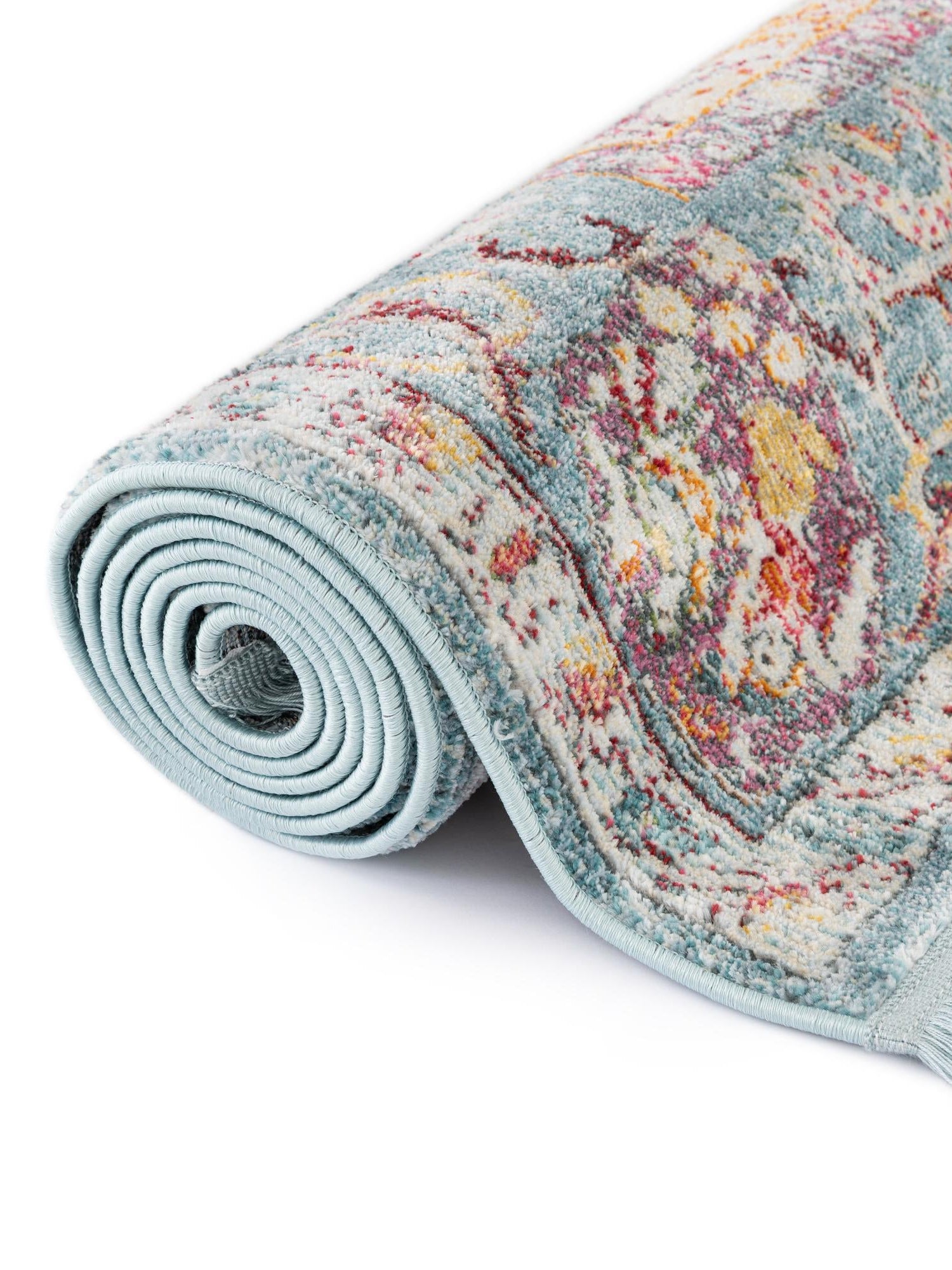 Light Blue 4' x 4' Baracoa Square Area Rug 100% Polypropylene Distressed Vintage Living Dining Room Office Traditional Carpet for Sale at Rug Engine