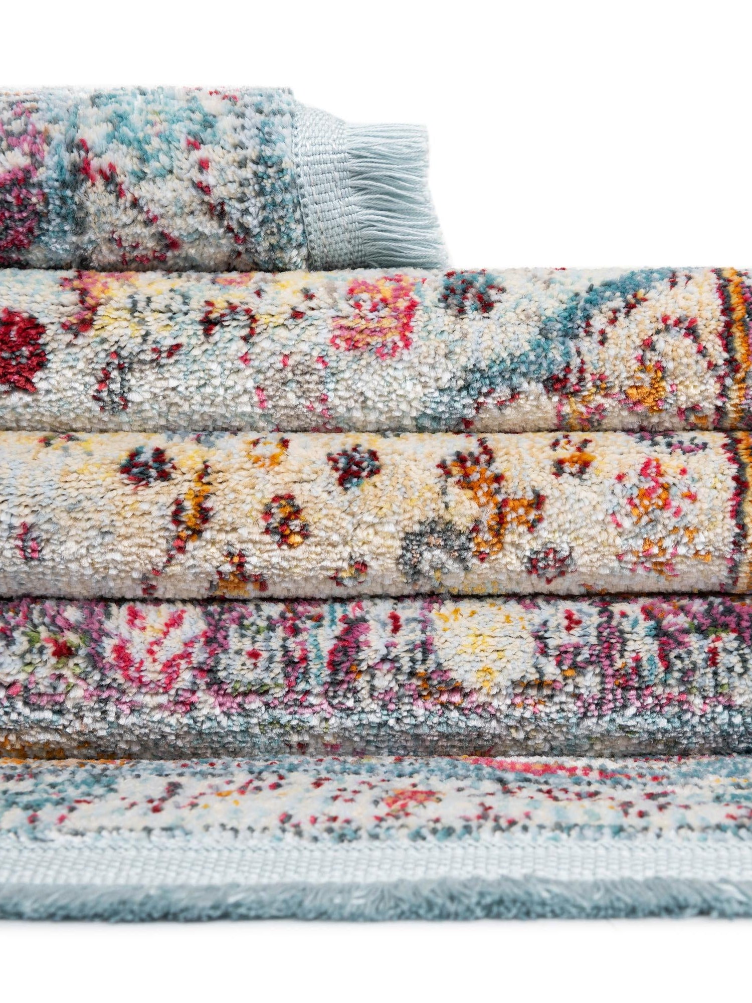 Light Blue 4' x 4' Baracoa Square Area Rug 100% Polypropylene Distressed Vintage Living Dining Room Office Traditional Carpet for Sale at Rug Engine