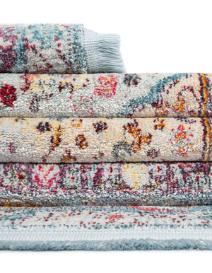 Light Blue 4' x 4' Baracoa Square Area Rug 100% Polypropylene Distressed Vintage Living Dining Room Office Traditional Carpet for Sale at Rug Engine