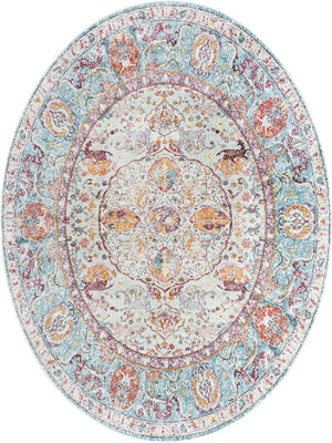 Light Blue 7' 10 x 10' Baracoa Oval Area Rug 100% Polypropylene Distressed Vintage Living Dining Room Office Traditional Carpet for Sale at Rug Engine