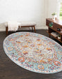 Light Blue 5' x 8' Baracoa Oval Area Rug 100% Polypropylene Distressed Vintage Living Dining Room Office Traditional Carpet for Sale at Rug Engine