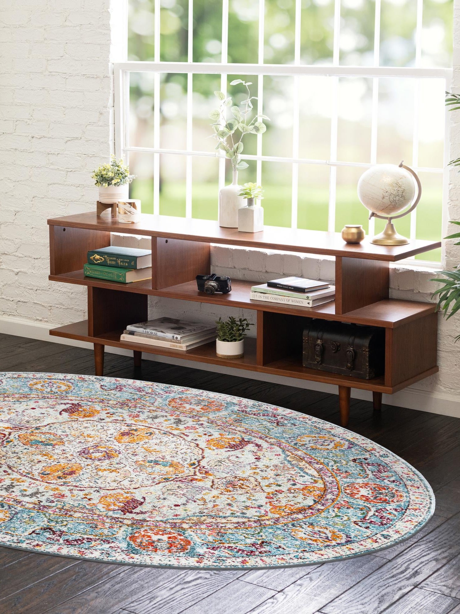 Light Blue 5' x 8' Baracoa Oval Area Rug 100% Polypropylene Distressed Vintage Living Dining Room Office Traditional Carpet for Sale at Rug Engine