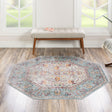 Light Blue 5' x 5' Baracoa Octagon Area Rug 100% Polypropylene Distressed Vintage Living Dining Room Office Traditional Carpet for Sale at Rug Engine