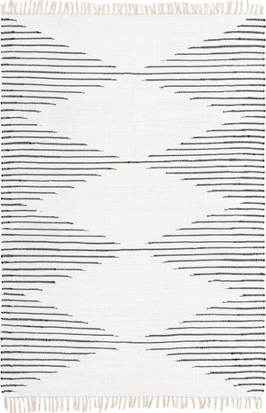 White 6' 1 x 9' Chindi Cotton Rectangle Rug