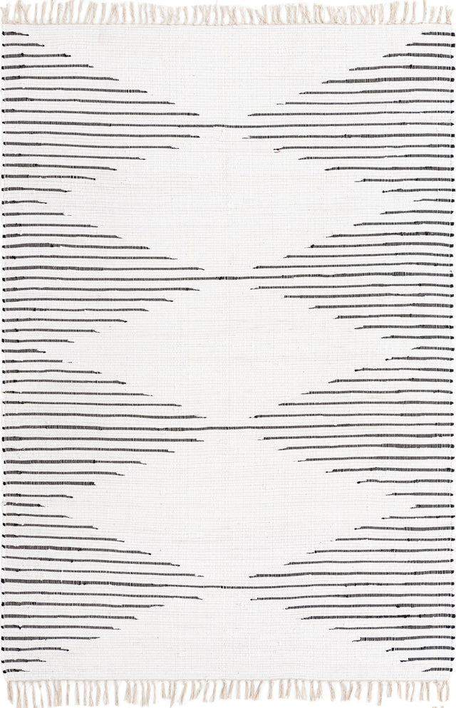 White 6' 1 x 9' Chindi Cotton Rectangle Rug