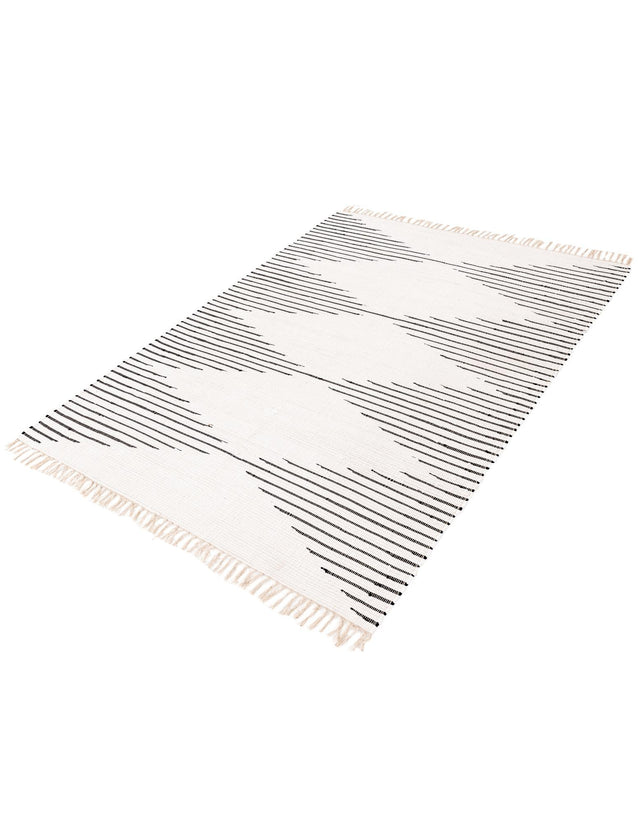 White 6' 1 x 9' Chindi Cotton Rectangle Rug