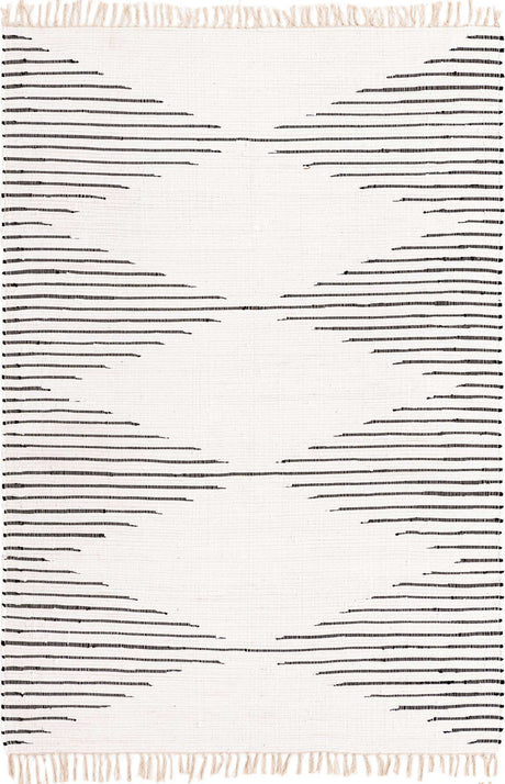 White 6' 1 x 9' Chindi Cotton Rectangle Rug