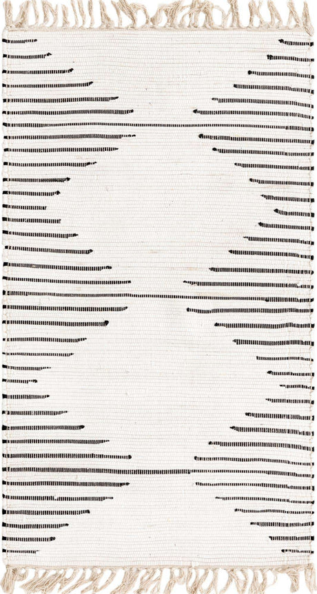 White 3' 3 x 5' 1 Chindi Cotton Rectangle Rug