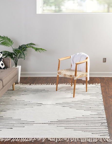 White 10' x 10' Chindi Cotton Square Rug