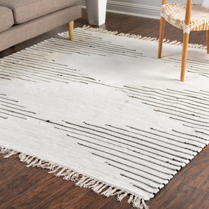 White 7' 1 x 7' 1 Chindi Cotton Square Rug