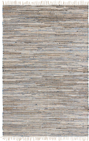 Blue 6' 1 x 9' Chindi Jute Rectangle Rug
