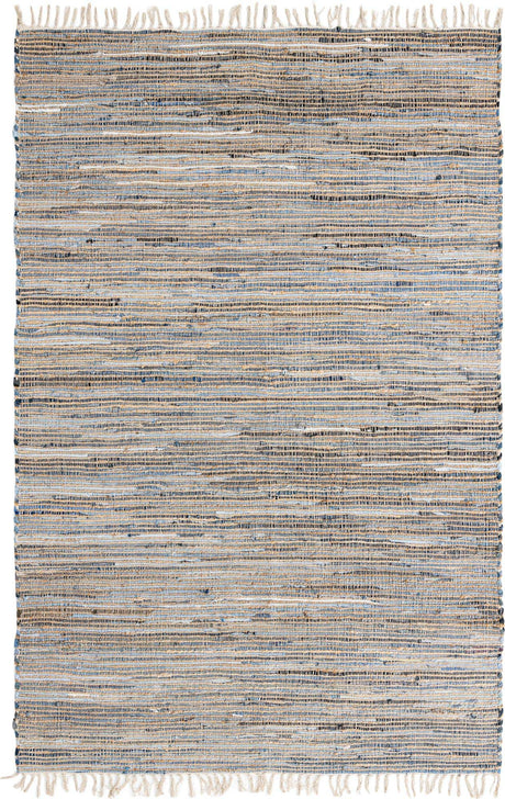 Blue 6' 1 x 9' Chindi Jute Rectangle Rug