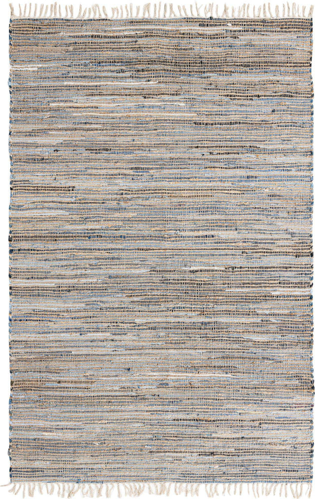 Blue 6' 1 x 9' Chindi Jute Rectangle Rug