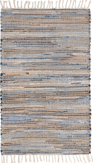 Blue 3' 3 x 5' 1 Chindi Jute Rectangle Rug