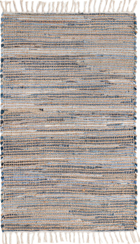 Blue 3' 3 x 5' 1 Chindi Jute Rectangle Area Rug Interior Design Home Decor Carpet Mat for Sale at Rug Engine