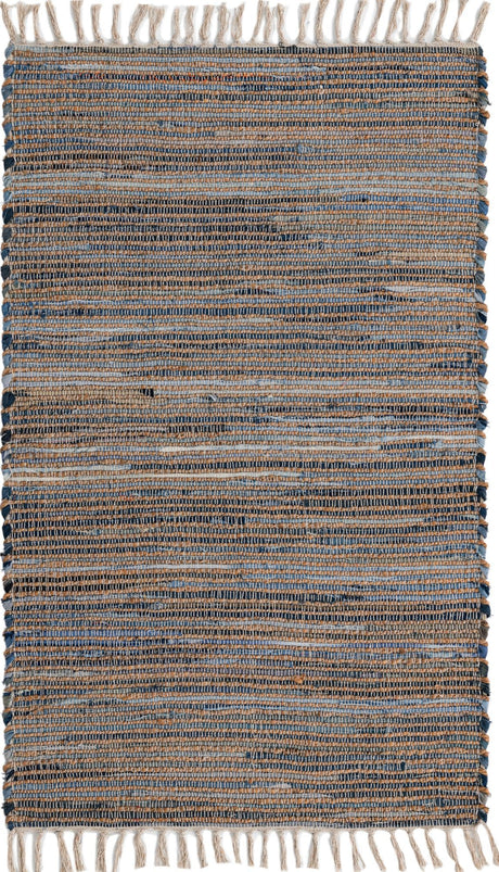 Blue 3' 3 x 5' 1 Chindi Jute Rectangle Area Rug Interior Design Home Decor Carpet Mat for Sale at Rug Engine