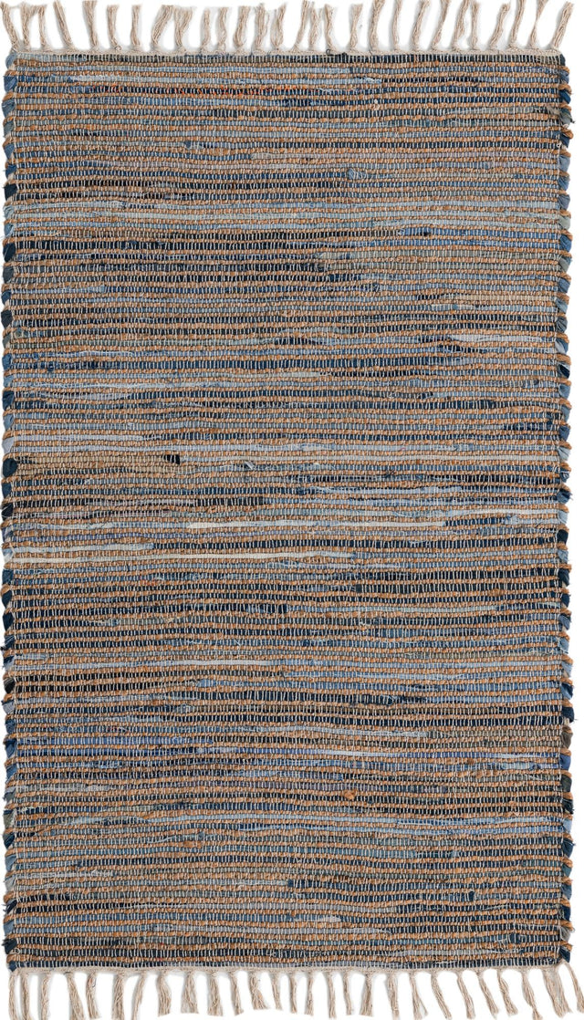 Blue 3' 3 x 5' 1 Chindi Jute Rectangle Rug