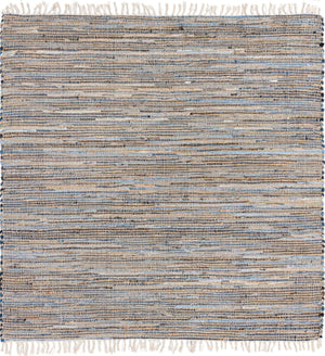 Blue 7' 1 x 7' 1 Chindi Jute Square Rug