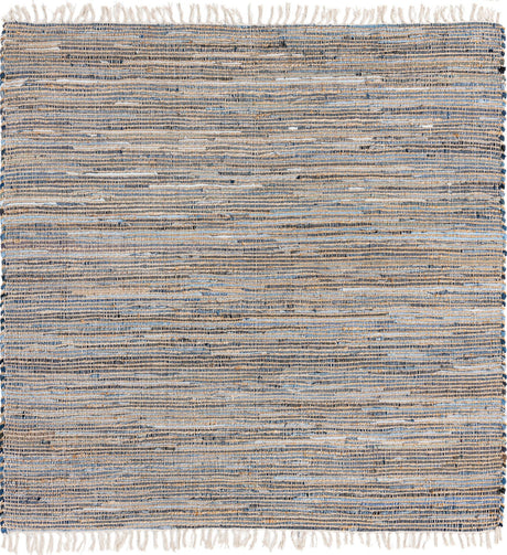 Blue 7' 1 x 7' 1 Chindi Jute Square Area Rug Interior Design Home Decor Carpet Mat for Sale at Rug Engine