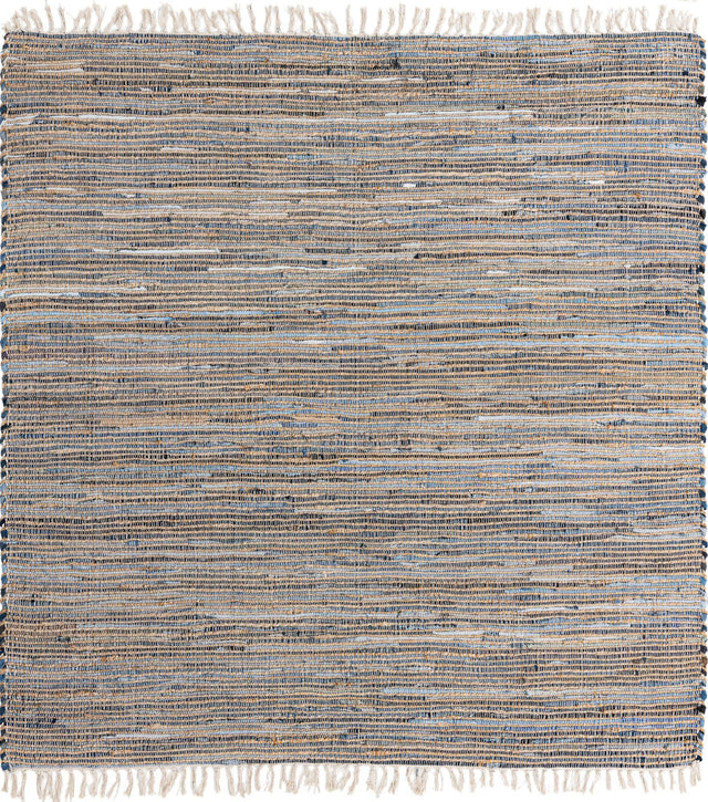 Blue 7' 1 x 7' 1 Chindi Jute Square Rug
