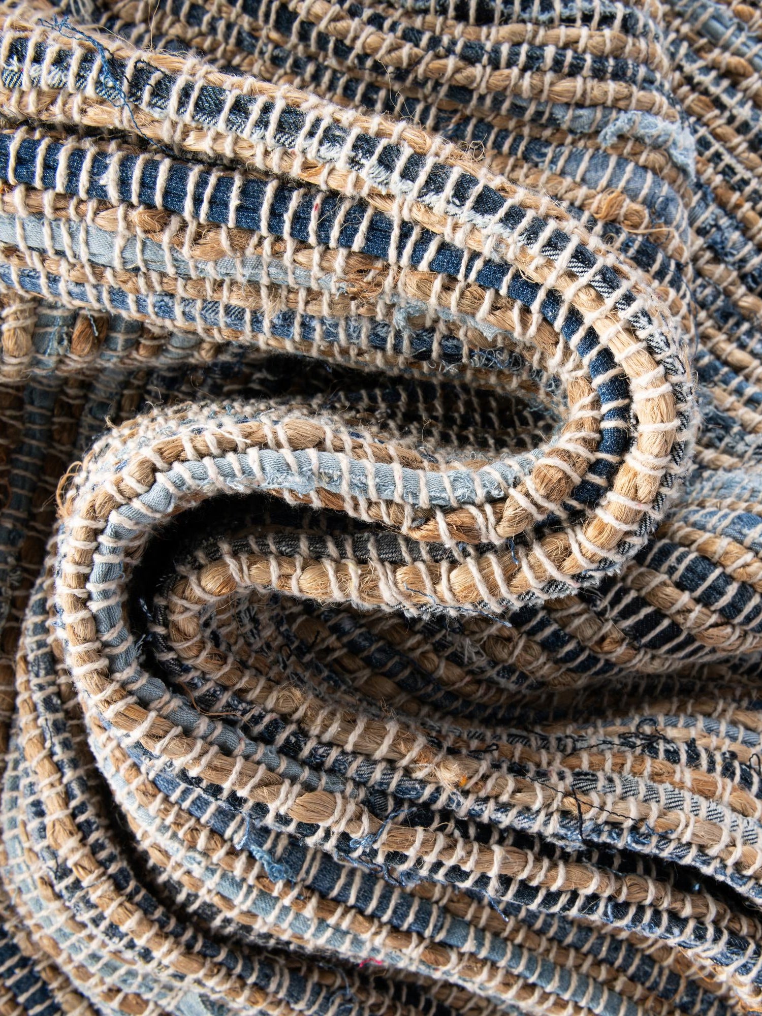 Blue 10' x 10' Chindi Jute Square Area Rug Interior Design Home Decor Carpet Mat for Sale at Rug Engine