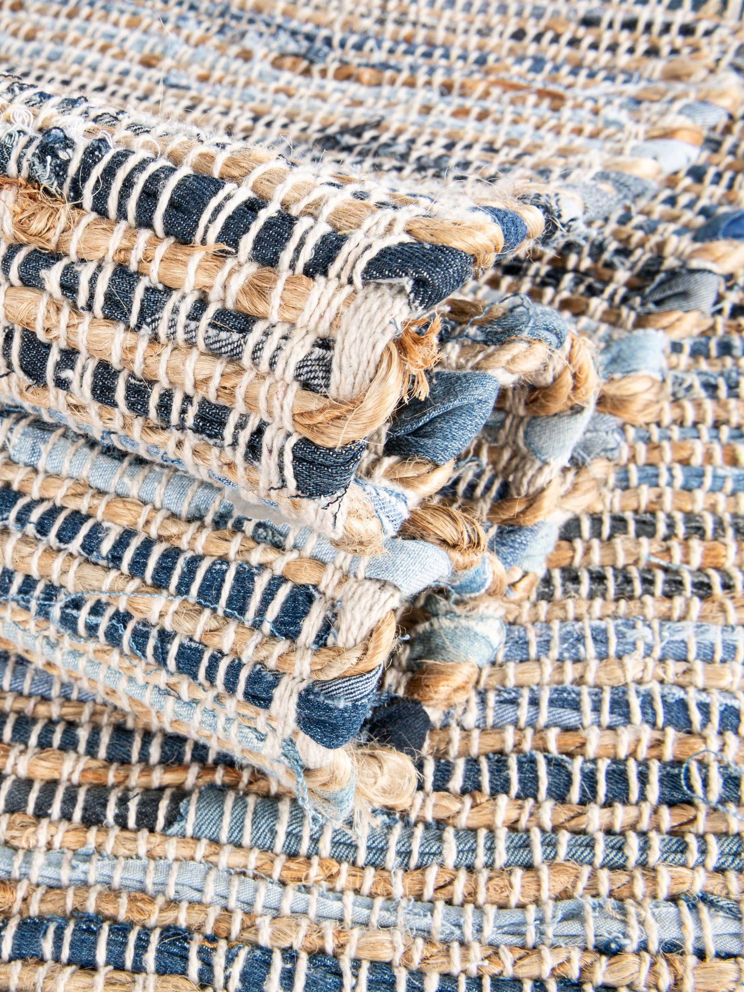 Blue 10' x 10' Chindi Jute Square Area Rug Interior Design Home Decor Carpet Mat for Sale at Rug Engine