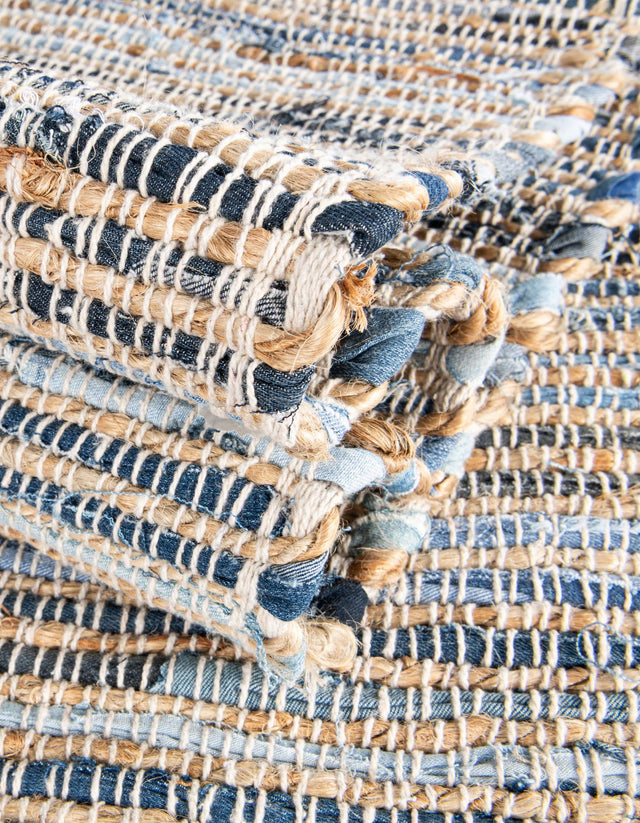 Blue 10' x 10' Chindi Jute Square Rug