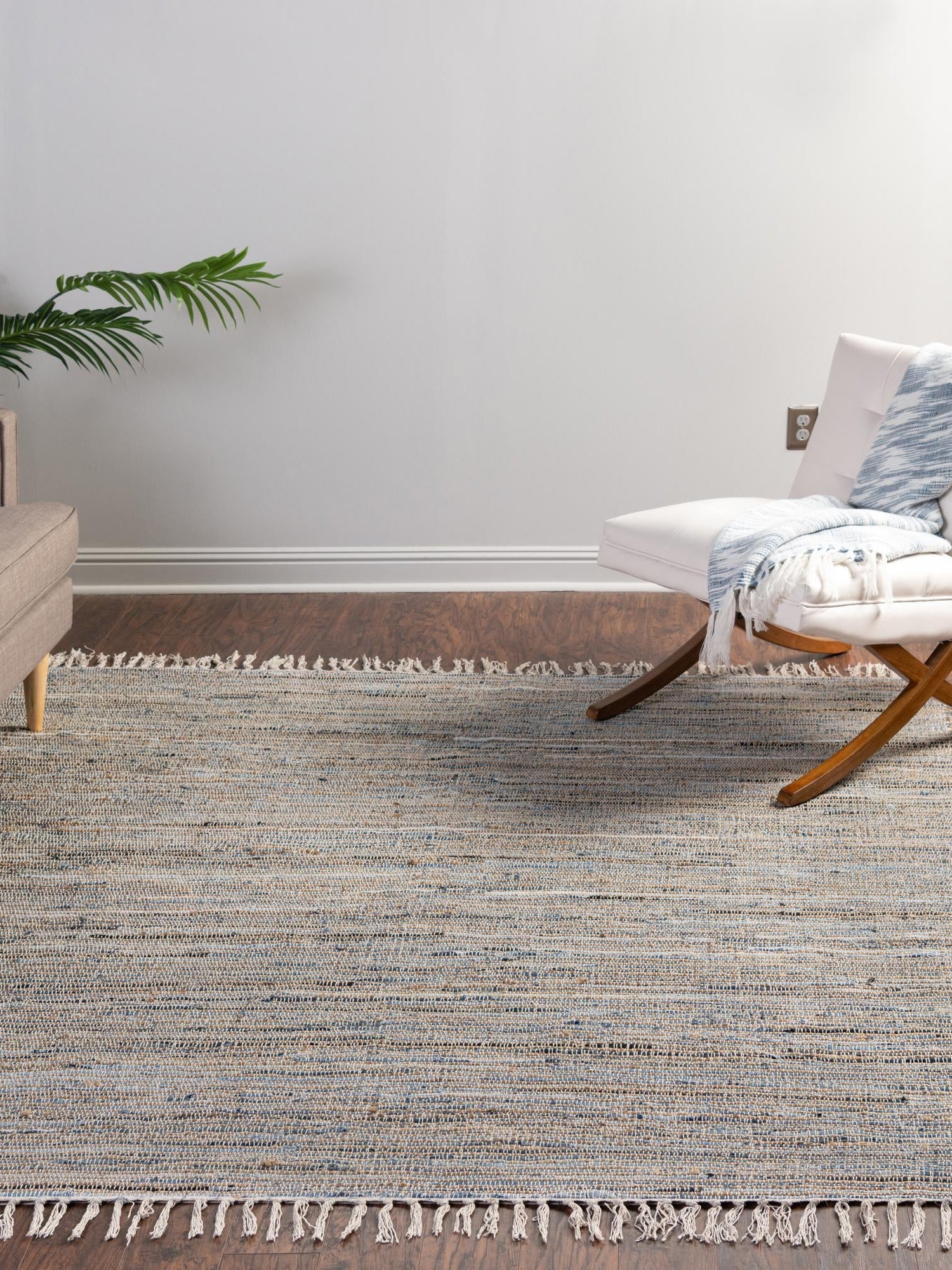 Blue 10' x 10' Chindi Jute Square Area Rug Interior Design Home Decor Carpet Mat for Sale at Rug Engine