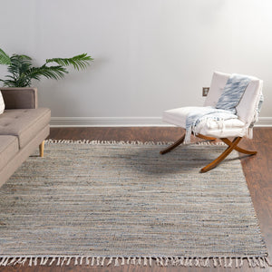 Blue 10' x 10' Chindi Jute Square Rug