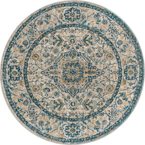 Light Gray 3' 11 x 3' 11 Lola Round Area Rug Polypropylene With Jute Backing Traditional Pattern Easy Clean Carpet for Home Interior Design for Sale at Rug Engine