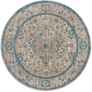 Light Gray 7' 10 x 7' 10 Lola Round Area Rug Polypropylene With Jute Backing Traditional Pattern Easy Clean Carpet for Home Interior Design for Sale at Rug Engine