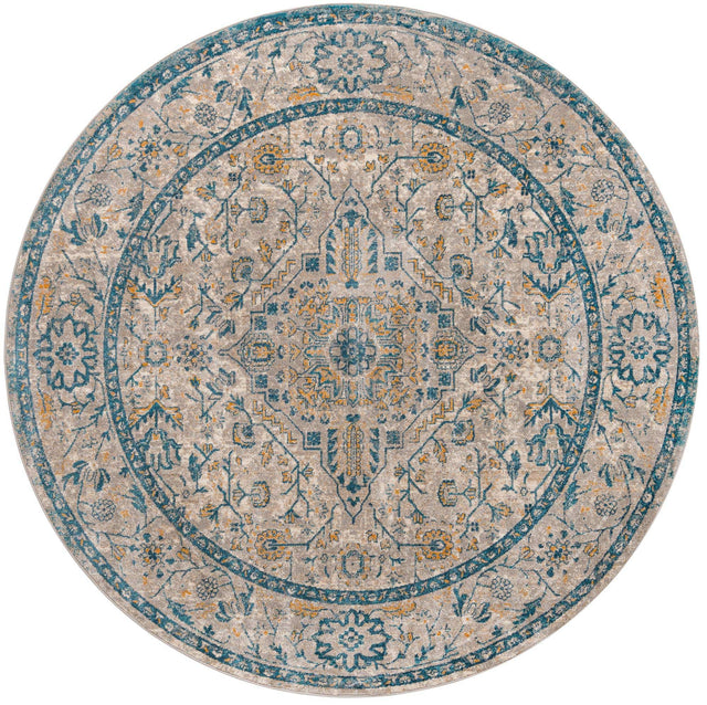 Light Gray 7' 10 x 7' 10 Lola Round Area Rug Polypropylene With Jute Backing Traditional Pattern Easy Clean Carpet for Home Interior Design for Sale at Rug Engine