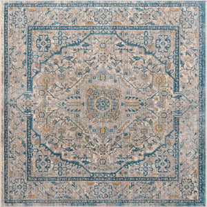 Light Gray 7' 10 x 7' 10 Lola Square Area Rug Polypropylene With Jute Backing Traditional Pattern Easy Clean Carpet for Home Interior Design for Sale at Rug Engine