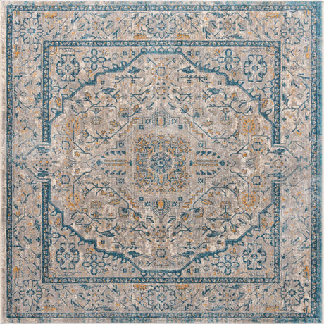 Light Gray 7' 10 x 7' 10 Lola Square Area Rug Polypropylene With Jute Backing Traditional Pattern Easy Clean Carpet for Home Interior Design for Sale at Rug Engine