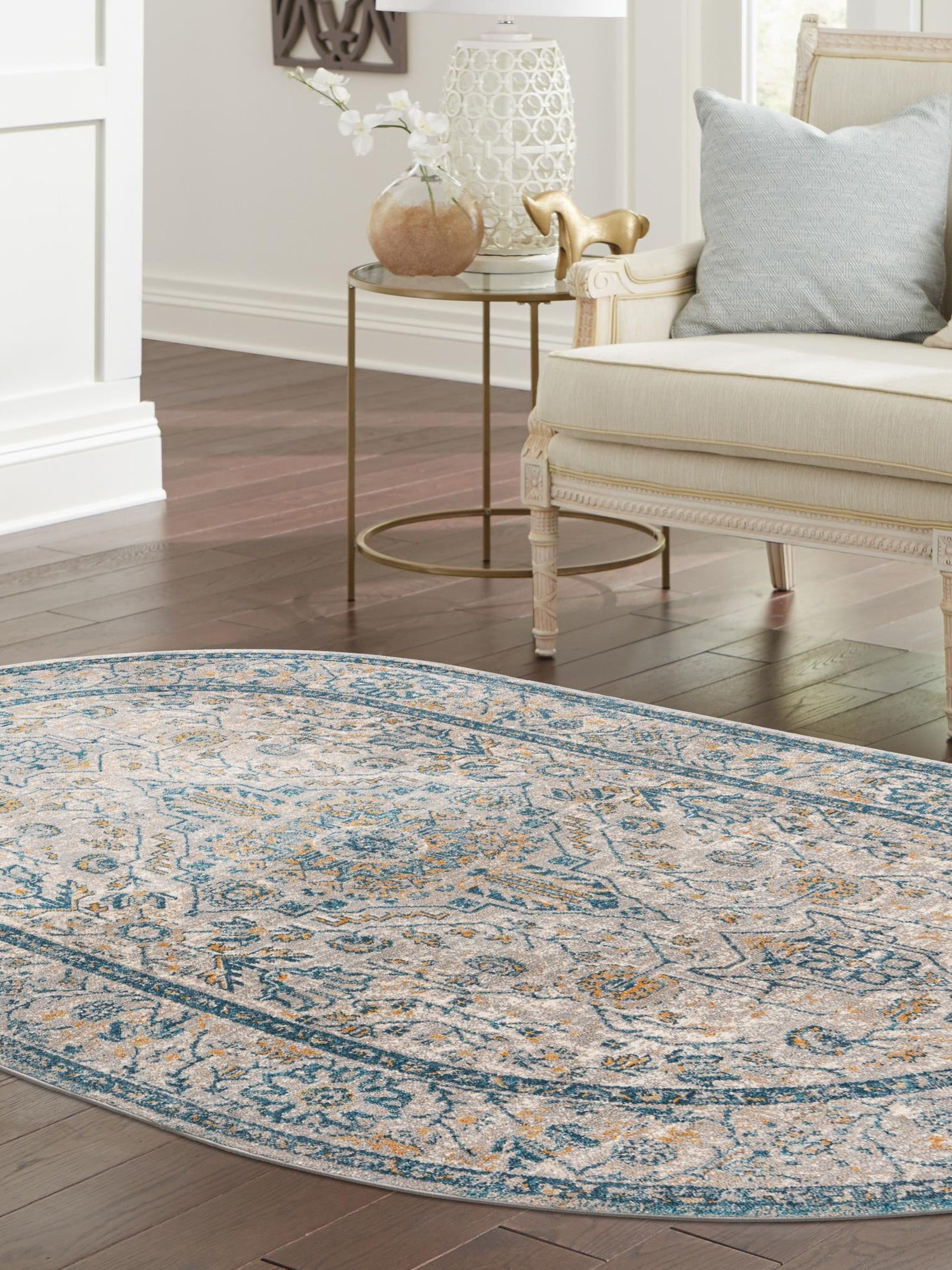 Light Gray 3' 11 x 5' 11 Lola Oval Area Rug Polypropylene With Jute Backing Traditional Pattern Easy Clean Carpet for Home Interior Design for Sale at Rug Engine