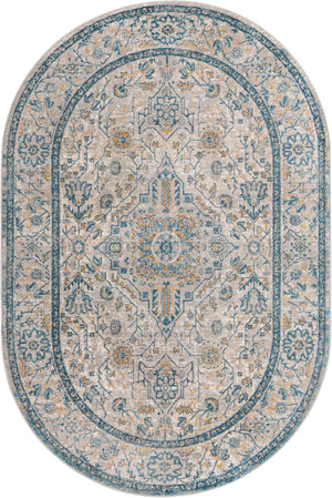 Light Gray 5' 3 x 8' Lola Oval Area Rug Polypropylene With Jute Backing Traditional Pattern Easy Clean Carpet for Home Interior Design for Sale at Rug Engine