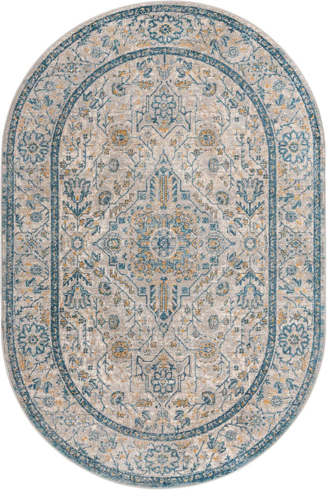 Light Gray 5' 3 x 8' Lola Oval Area Rug Polypropylene With Jute Backing Traditional Pattern Easy Clean Carpet for Home Interior Design for Sale at Rug Engine