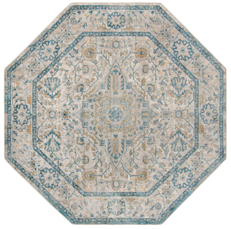 Light Gray 7' 10 x 7' 10 Lola Octagon Area Rug Polypropylene With Jute Backing Traditional Pattern Easy Clean Carpet for Home Interior Design for Sale at Rug Engine
