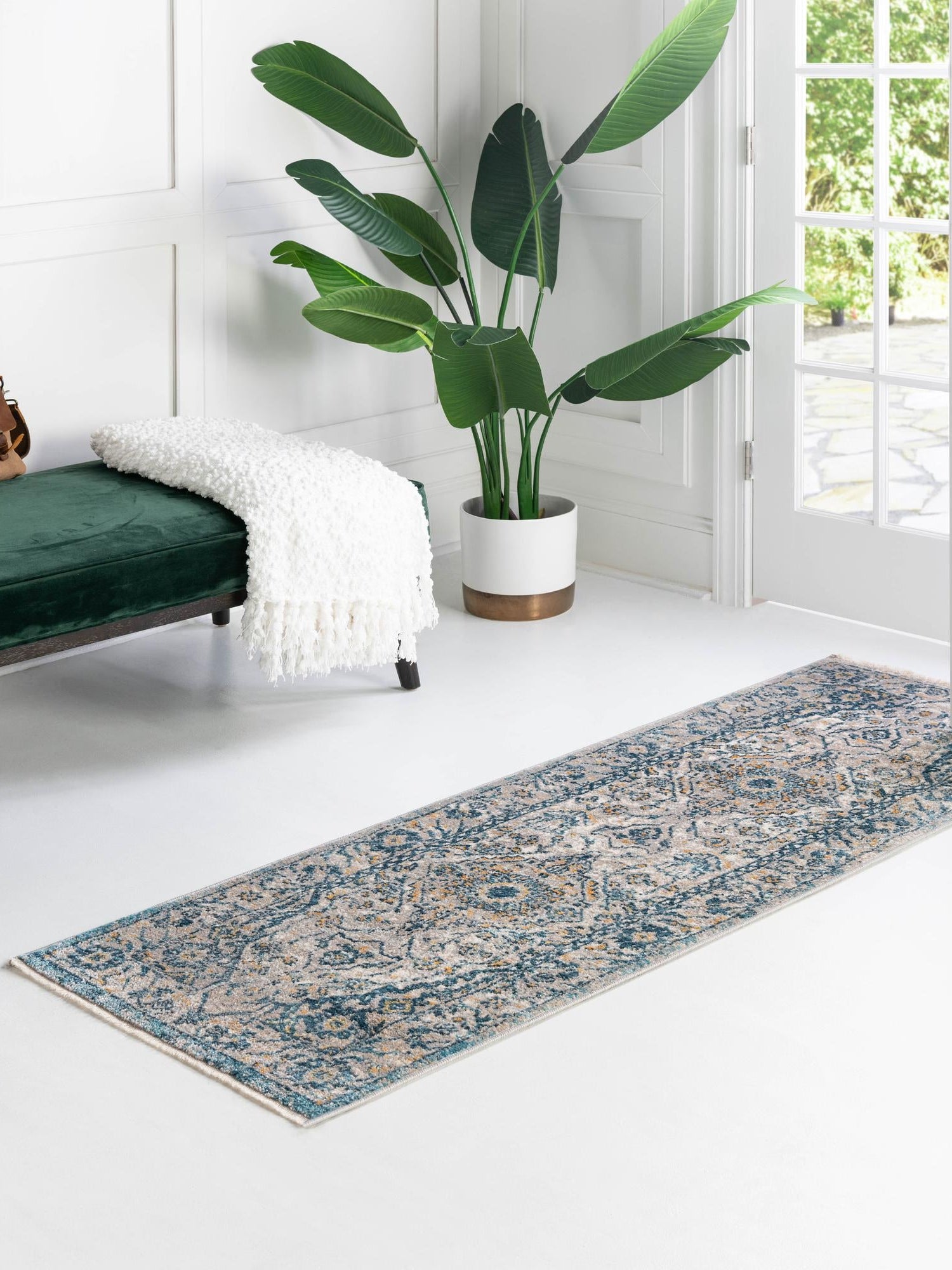 Light Gray 2' x 5' 11 Lola Runner Area Rug Polypropylene With Jute Backing Traditional Pattern Easy Clean Carpet for Home Interior Design for Sale at Rug Engine