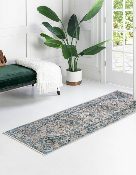 Light Gray 2' x 13' Lola Runner Area Rug Polypropylene With Jute Backing Traditional Pattern Easy Clean Carpet for Home Interior Design for Sale at Rug Engine